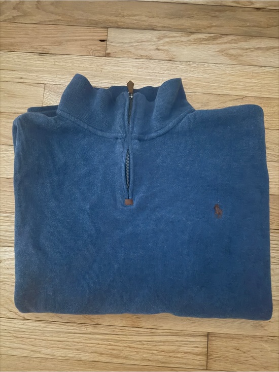 Ralph Lauren Other - Polo Ralph Lauren Blue Quarter Zip Pullover Sweater XXL Brown Pony
